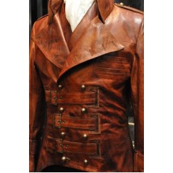 Military Brown Steampunk Leather Jacket